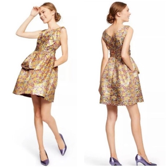 ZAC Posen for Target Floral Brocade Gold Jacquard Mini Dress - Picture 11 of 11